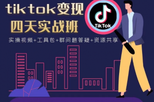 tiktok變現四天實戰班，連懟技術+矩陣玩法賺美金！價值998元
