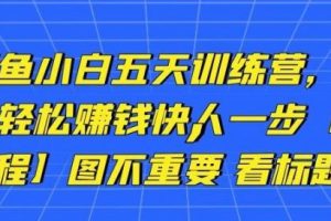 卓讓閑魚小白五天訓練營，每天一小時，輕松賺錢快人一步
