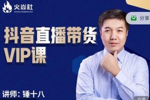 錘十八-抖音直播帶貨VIP課，專注直播帶貨有效盈利模式