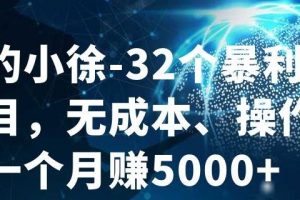 進擊的小徐-32個暴利小項目，無成本、操作簡單一個月賺5000