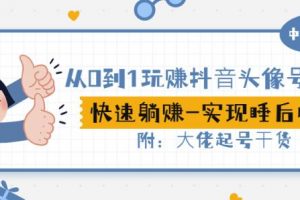 從0到1玩賺抖音頭像號：快速躺賺-實現睡后收！附：大佬起號干貨！