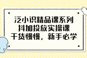 泛小識精品課系列：抖加投放實操課，干貨慢慢，新手必學（12節視頻課）