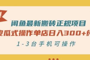 閑魚最新搬磚正規項目：傻瓜式操作單店日入300 純利，1-3臺手機可操作