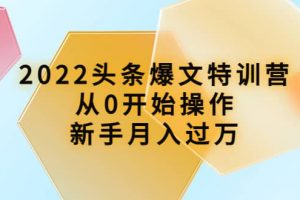 2022頭條爆文特訓(xùn)營：從0開始操作，新手月入過萬（16節(jié)課時）