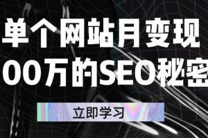 單個網站月變現100萬的SEO秘密，百分百做出賺錢站點