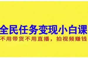 抖音全民任務變現小白課，不用帶貨不用直播，拍視頻就能賺錢