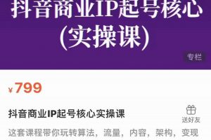 抖音商業IP起號核心實操課，帶你玩轉算法，流量，內容，架構，變現