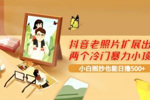 抖音老照片擴展出的兩個冷門暴力小項目，小白照抄也能日擼500