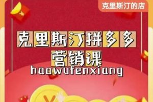 克里斯汀拼多多運營課，適合小白初涉平臺，低成本入門