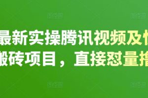 2022最新實操騰訊視頻及快看點無腦搬磚項目，直接懟量擼收益