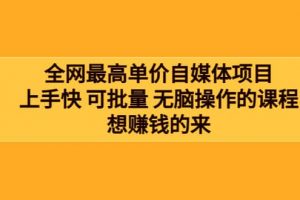 全網最單高價自媒體項目：上手快 可批量 無腦操作的課程，想賺錢的來