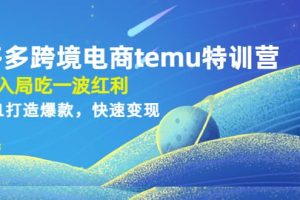 拼多多跨境電商temu特訓營：先入局吃一波紅利，從0到1打造爆款，快速變現