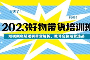 2023好物帶貨培訓班：短視頻底層邏輯帶貨解析，賬號定位運營選品
