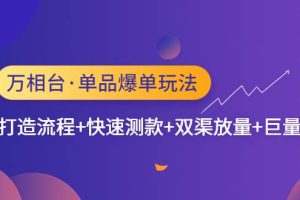 萬相臺·單品爆單玩法，單爆打造流程 快速測款 雙渠放量 巨量引爆