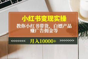小紅書變現實操：教你小紅書帶貨，白嫖產品，賺廣告傭金等