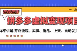 拼多多虛擬變現(xiàn)項(xiàng)目：講解開(kāi)店流程-實(shí)操-選品-上架-自動(dòng)發(fā)貨等(無(wú)水印)