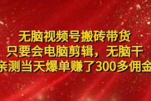 無腦視頻號搬磚帶貨，只要會電腦剪輯，無腦干