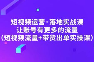 短視頻運營·落地實戰課 讓賬號有更多的流量（短視頻流量 帶貨出單實操）