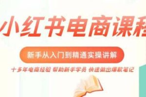 小紅書(shū)電商新手入門(mén)到精通實(shí)操課，從入門(mén)到精通做爆款筆記，開(kāi)店運(yùn)營(yíng)