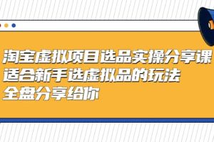 淘寶虛擬項目選品實操分享課，適合新手選虛擬品的玩法 全盤分享給你