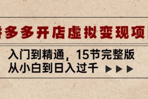 拼多多開店虛擬變現(xiàn)項目：入門到精通（15節(jié)完整版）