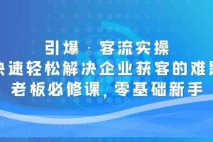 引爆·客流實操：快速輕松解決企業(yè)獲客的難題，老板必修課，零基礎新手