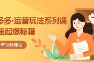 2023拼多多-運營玩法系列課：快速起爆秘籍（5節視頻課）