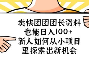 賣快團團團長資料也能日入100  新人如何從小項目里探索出新機會