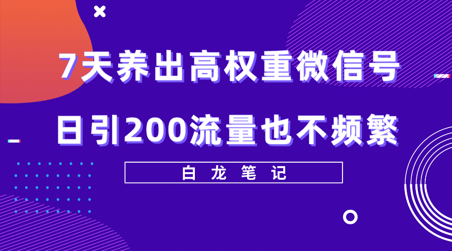 7天養出高權重微信號，日引200流量也不頻繁，方法價值3680元插圖