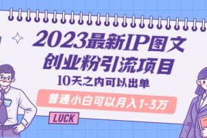2023最新IP圖文創業粉引流項目，10天之內可以出單 普通小白可以月入1-3萬