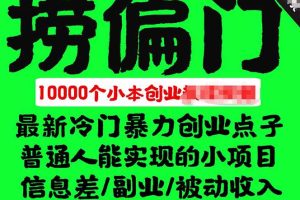 千款撈偏門小本創業小項目，總有一款適合你【無水印】