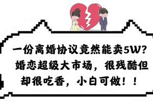 一份離婚協(xié)議竟然能賣5W？婚戀超級大市場，很殘酷但卻很吃香，小白可做