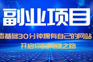 零基礎30分鐘擁有自己的網站，日賺1000 ，開啟你的網賺之路（教程 源碼）