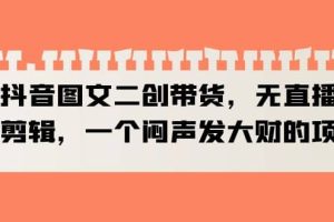 抖音圖文二創帶貨，無直播，不剪輯，一個悶聲發大財的項目