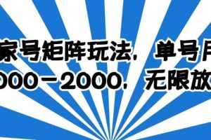 百家號矩陣玩法，單號月產1000-2000，無限放大