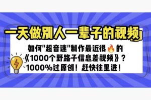 一天做完別一輩子的視頻 制作最近很火的《1000個野路子信息差》100%過原創