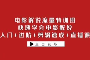 電影解說流量特訓(xùn)班：快速學(xué)會電影解說，入門 進(jìn)階 剪輯速成 直播課