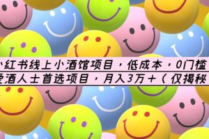 小紅書線上小酒館項目，低成本，0門檻，愛酒人士首選項目，月入3萬＋