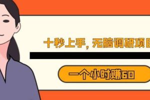 十秒鐘上手，一個小時60元暴利無腦調研項目【揭秘】