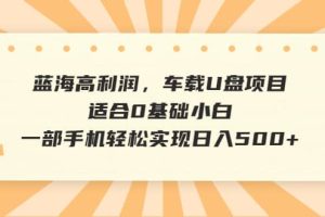 藍海高利潤，車載U盤項目，適合0基礎小白，一部手機輕松實現日入500