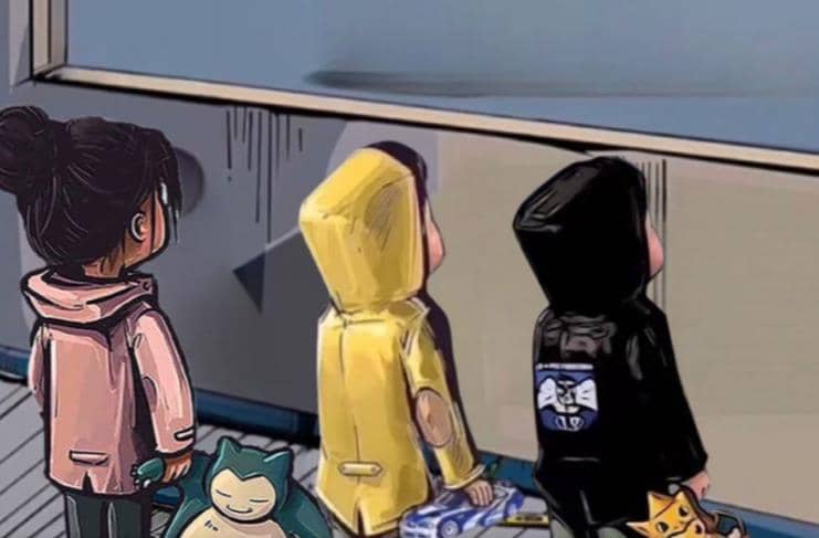 櫥窗看車男孩汽車頭像制作項目插圖