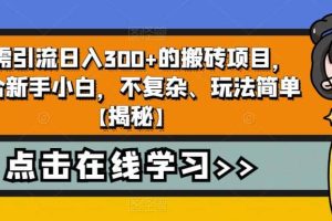 無需引流日入300 的搬磚項目，適合新手小白，不復雜、玩法簡單【揭秘】
