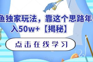 釣魚獨家玩法，靠這個思路年入50w 【揭秘】