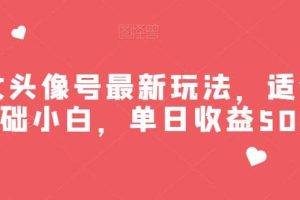 美女頭像號最新玩法，適合零基礎(chǔ)小白，單日收益500 【揭秘】