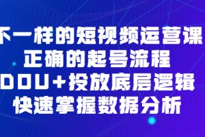 不一樣的短視頻運營課，正確的起號流程，DOU 投放底層邏輯，快速掌握數據分析