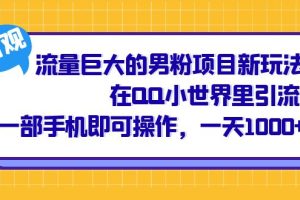 流量巨大的男粉項目新玩法，在QQ小世界里引流 一部手機即可操作，一天1000