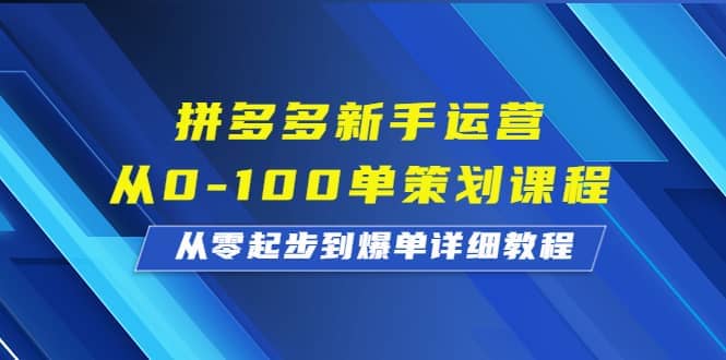 拼多多新手運營從0-100單策劃課程，從零起步到爆單詳細教程插圖