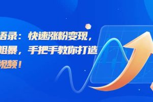 思維語錄：快速漲粉變現，簡單粗暴，手把手教你打造爆款視頻