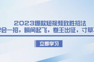 2023爆款短視頻致勝招法，學(xué)會(huì)一招，瞬間起飛，卷王出征，寸草不生