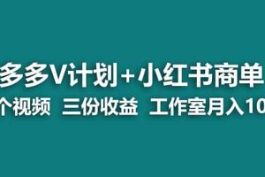 【藍海項目】多多v計劃 小紅書商單 一個視頻三份收益 工作室月入10w打法